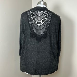 REWIND Charcoal Gray Heather Open Front Drapey Lightweight Cardigan Size Large